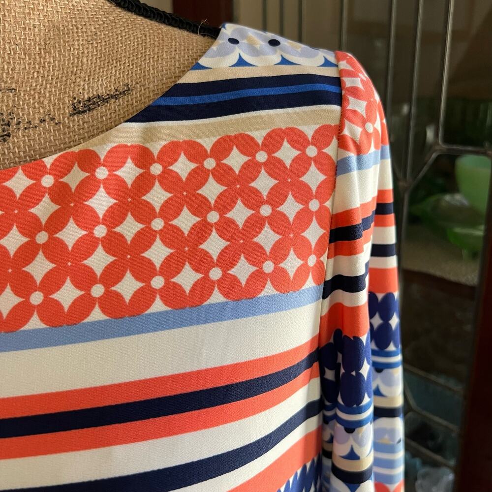Eliza J Sheath Dress Blue Coral Print Stretch Knee Length Size 12 - Picture 8 of 16